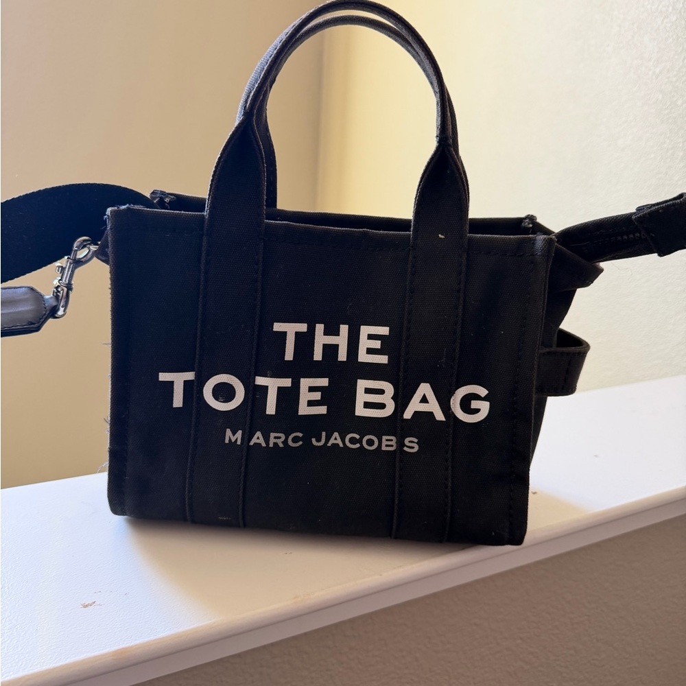 Marc Jacobs Black Canvas 'The Tote Bag' Mini Messenger